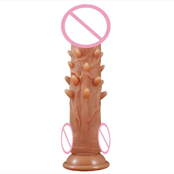 Lifelike flesh-tone silicone dildo with textured ribs for pleasure